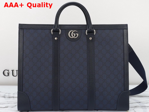 Gucci Ophidia Large Tote Bag in Blue and Black GG Supreme Canvas 724665 Replica