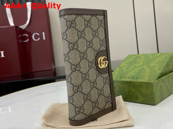 Gucci Ophidia Long Wallet in Beige and Ebony GG Supreme Canvas 791746 Replica