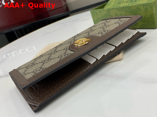 Gucci Ophidia Long Wallet in Beige and Ebony GG Supreme Canvas 791746 Replica