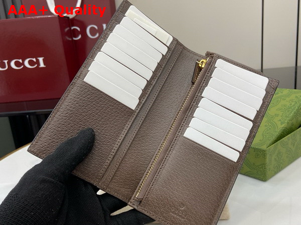 Gucci Ophidia Long Wallet in Beige and Ebony GG Supreme Canvas 791746 Replica