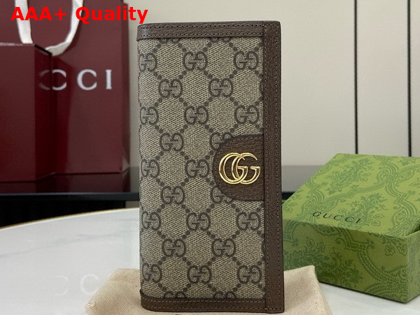 Gucci Ophidia Long Wallet in Beige and Ebony GG Supreme Canvas 791746 Replica