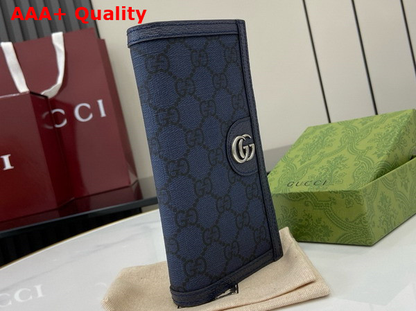 Gucci Ophidia Long Wallet in Blue and Dark Blue GG Supreme Canvas 791746 Replica