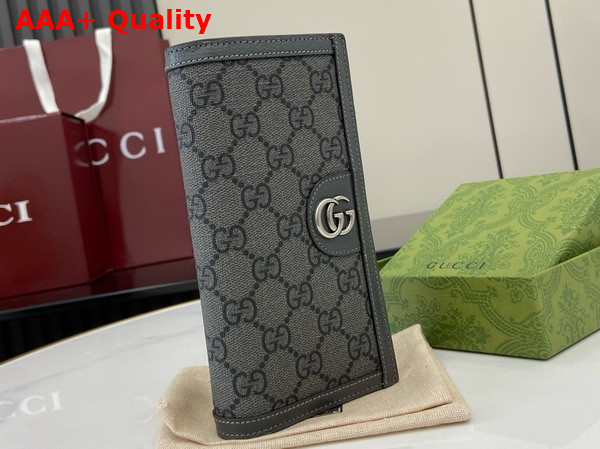 Gucci Ophidia Long Wallet in Dark Grey and Black GG Supreme Canvas 791746 Replica