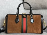 Gucci Ophidia Medium Boston Bag in Brown Suede