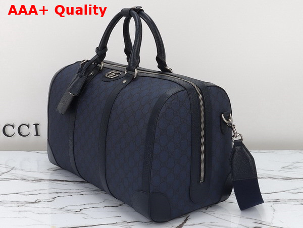 Gucci Ophidia Medium Duffle Bag in Blue and Black GG Supreme Canvas 724642 Replica