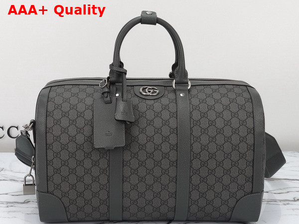 Gucci Ophidia Medium Duffle Bag in Grey and Black GG Supreme Canvas 724642 Replica