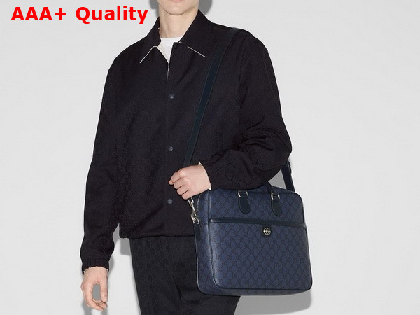 Gucci Ophidia Medium GG Briefcase in Blue and Dark Blue GG Supreme Canvas 792116 Replica