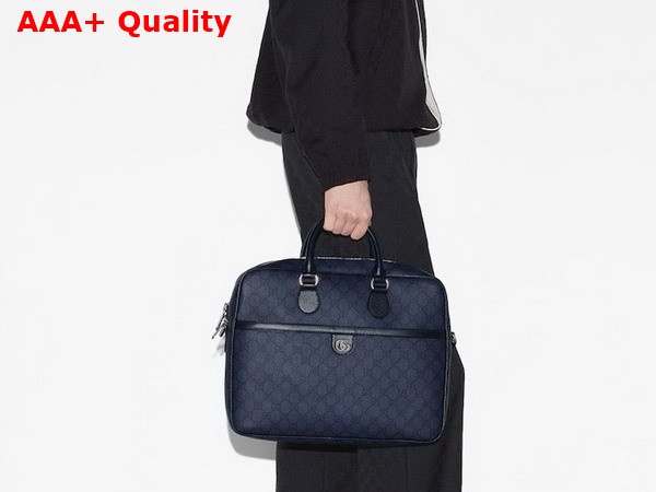 Gucci Ophidia Medium GG Briefcase in Blue and Dark Blue GG Supreme Canvas 792116 Replica