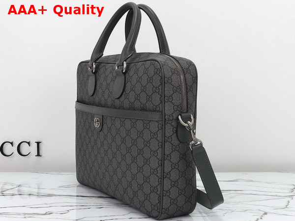 Gucci Ophidia Medium GG Briefcase in Dark Grey and Black GG Supreme Canvas 792116 Replica