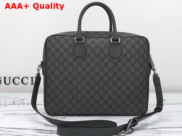 Gucci Ophidia Medium GG Briefcase in Dark Grey and Black GG Supreme Canvas 792116 Replica