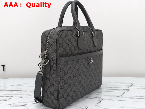 Gucci Ophidia Medium GG Briefcase in Dark Grey and Black GG Supreme Canvas 792116 Replica