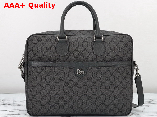 Gucci Ophidia Medium GG Briefcase in Dark Grey and Black GG Supreme Canvas 792116 Replica