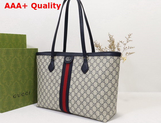 Gucci Ophidia Medium GG Tote Beige and Blue GG Supreme Canvas 631685 Replica