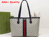 Gucci Ophidia Medium GG Tote Beige and Blue GG Supreme Canvas 631685 Replica