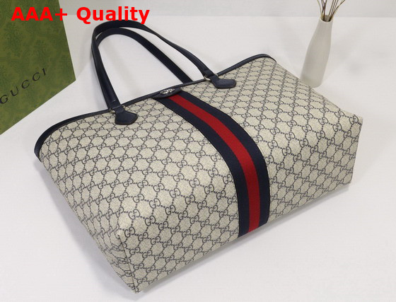 Gucci Ophidia Medium GG Tote Beige and Blue GG Supreme Canvas 631685 Replica