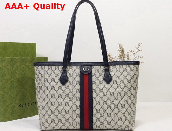 Gucci Ophidia Medium GG Tote Beige and Blue GG Supreme Canvas 631685 Replica