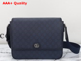 Gucci Ophidia Medium Messenger Bag in Blue and Black Supreme Tender Canvas 761741 Replica