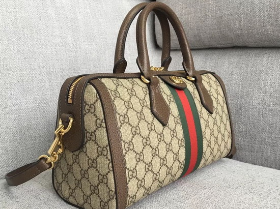 Gucci Ophidia Medium Top Handle Bag Beige Ebony GG Supreme Canvas