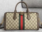 Gucci Ophidia Medium Top Handle Bag Beige Ebony GG Supreme Canvas