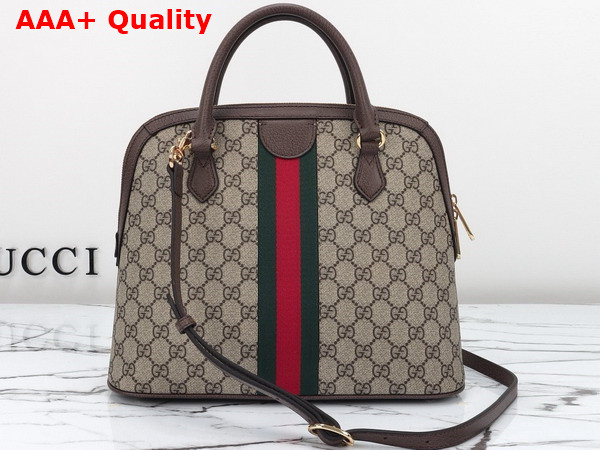 Gucci Ophidia Medium Top Handle Bag in Beige and Ebony GG Supreme Canvas 795258 Replica