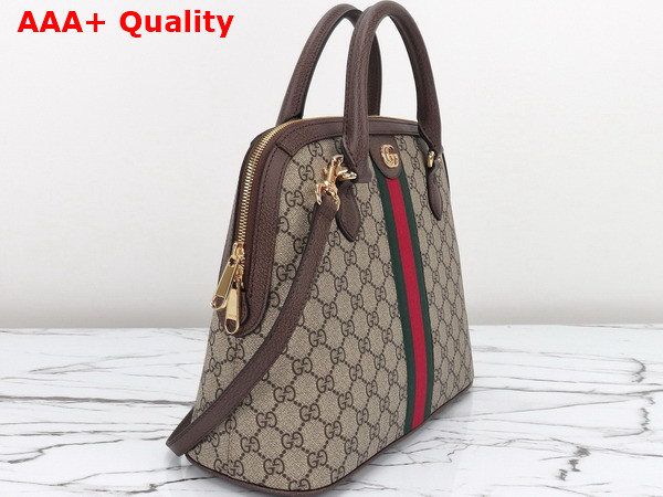 Gucci Ophidia Medium Top Handle Bag in Beige and Ebony GG Supreme Canvas 795258 Replica