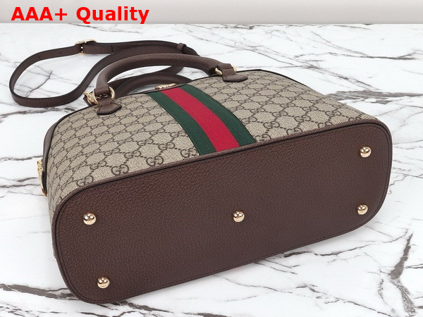 Gucci Ophidia Medium Top Handle Bag in Beige and Ebony GG Supreme Canvas 795258 Replica