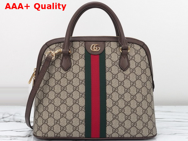 Gucci Ophidia Medium Top Handle Bag in Beige and Ebony GG Supreme Canvas 795258 Replica