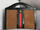 Gucci Ophidia Medium Top Handle Tote in Brown Suede 512957