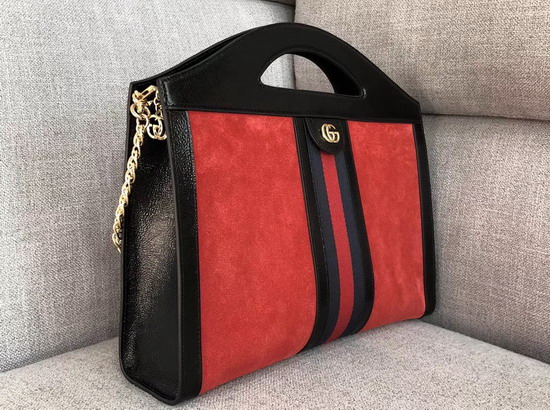 Gucci Ophidia Medium Top Handle Tote in Red Suede 512957