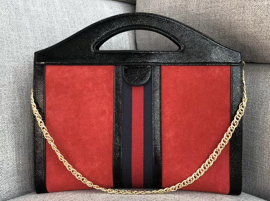 Gucci Ophidia Medium Top Handle Tote in Red Suede 512957