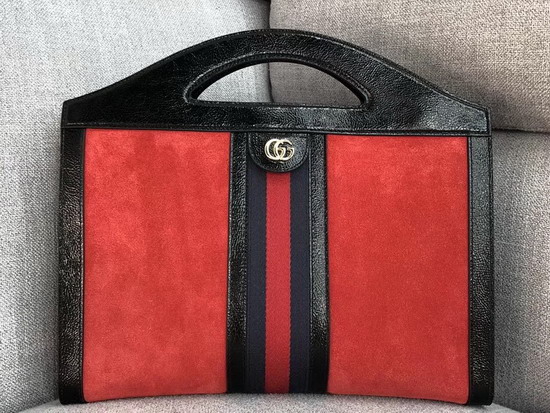 Gucci Ophidia Medium Top Handle Tote in Red Suede 512957