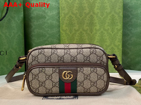 Gucci Ophidia Mini Bag in Beige and Ebony GG Supreme Canvas 722557 Replica