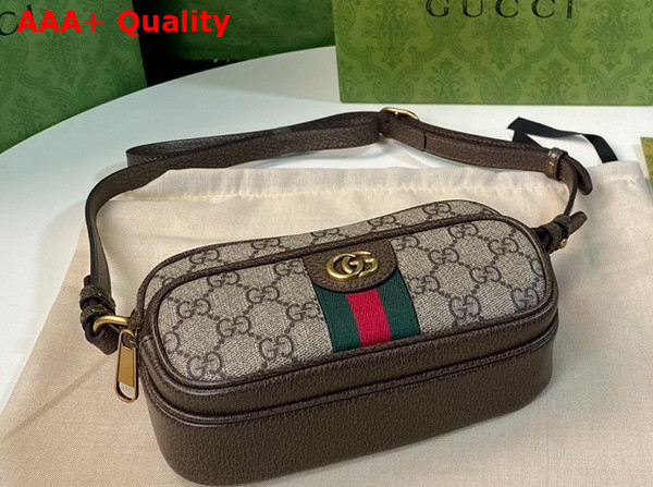 Gucci Ophidia Mini Bag in Beige and Ebony GG Supreme Canvas 722557 Replica