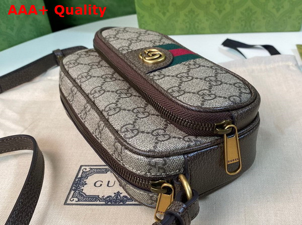 Gucci Ophidia Mini Bag in Beige and Ebony GG Supreme Canvas 722557 Replica