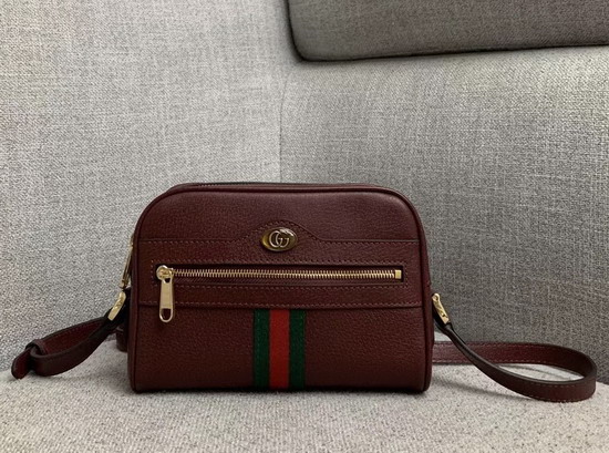 Gucci Ophidia Mini Bag in Burgundy Leather 517350