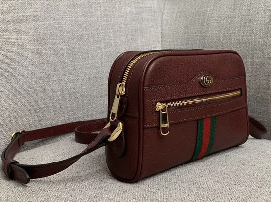 Gucci Ophidia Mini Bag in Burgundy Leather 517350