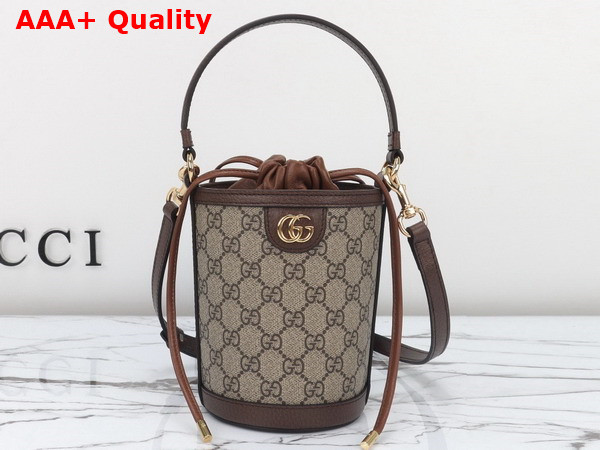 Gucci Ophidia Mini Bucket Bag in Beige and Ebony GG Supreme Canvas 760199 Replica