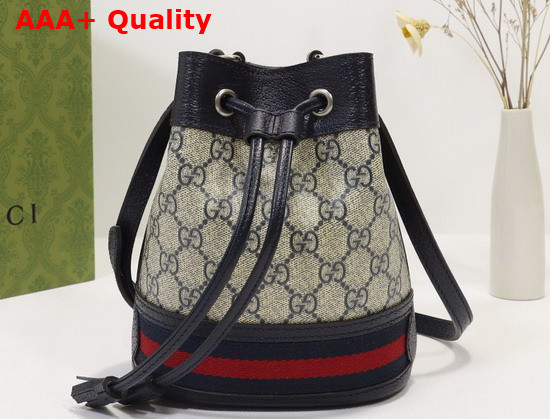 Gucci Ophidia Mini GG Bucket Bag Beige and Blue GG Supreme Canvas 550620 Replica