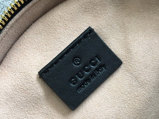 Gucci Ophidia Mini Round Shoulder Bag in Black Suede and Patent Leather Trim