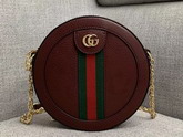 Gucci Ophidia Mini Round Shoulder Bag in Burgundy Leather 550618