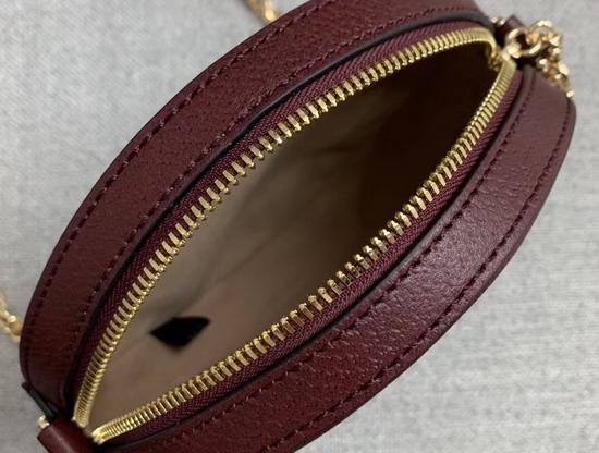 Gucci Ophidia Mini Round Shoulder Bag in Burgundy Leather 550618