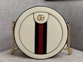 Gucci Ophidia Mini Round Shoulder Bag in White Leather 550618