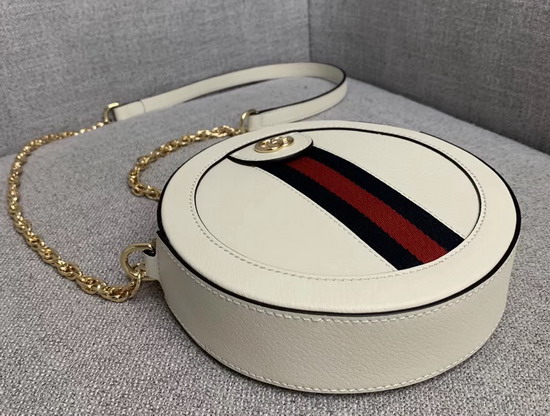 Gucci Ophidia Mini Round Shoulder Bag in White Leather 550618