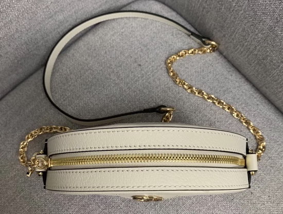 Gucci Ophidia Mini Round Shoulder Bag in White Leather 550618