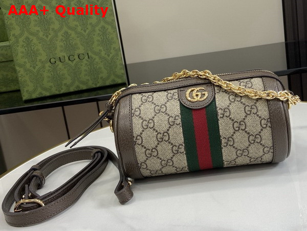 Gucci Ophidia Mini Shoulder Bag in Beige and Ebony GG Supreme Canvas 795208 Replica