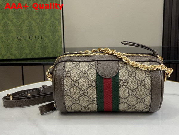 Gucci Ophidia Mini Shoulder Bag in Beige and Ebony GG Supreme Canvas 795208 Replica