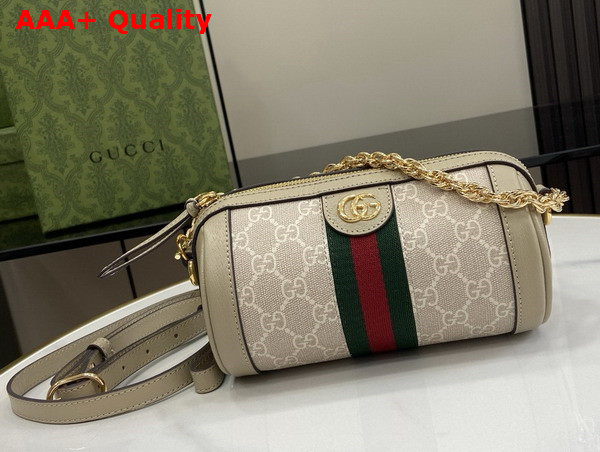 Gucci Ophidia Mini Shoulder Bag in Beige and White GG Supreme Canvas 795208 Replica