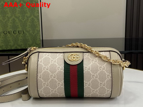 Gucci Ophidia Mini Shoulder Bag in Beige and White GG Supreme Canvas 795208 Replica