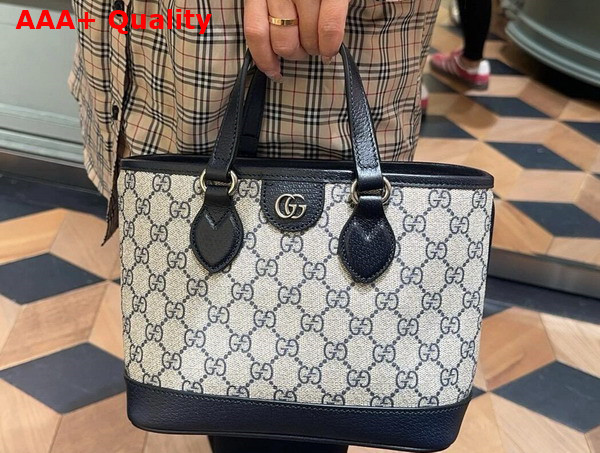 Gucci Ophidia Mini Tote Bag in Beige and Blue GG Supreme Canvas 811716 Replica