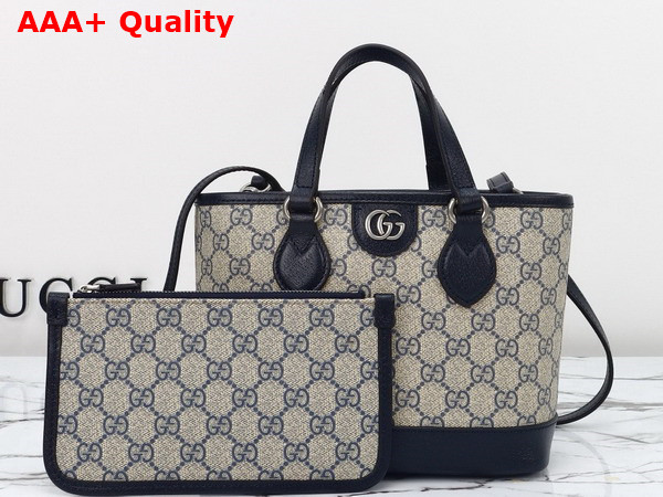 Gucci Ophidia Mini Tote Bag in Beige and Blue GG Supreme Canvas 811716 Replica